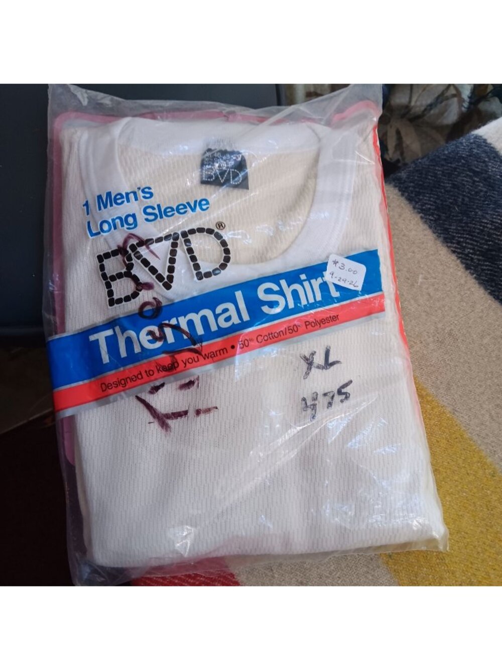 New Vtg BVD Mens XL Long Sleeve Thermal Waffle Logger Shirt 1986 USA